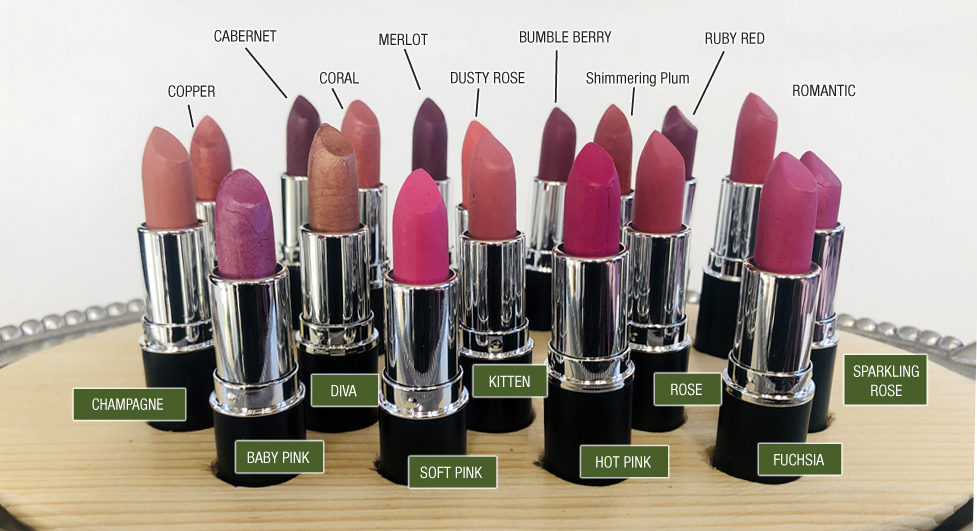 Natural Lipsticks Colour Chart